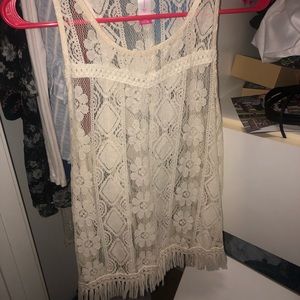 Boho fringe cream/white tank